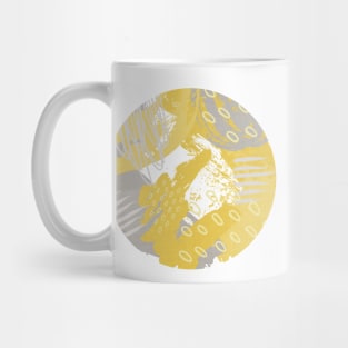 ochre yellow and grey abstract digital art Mug